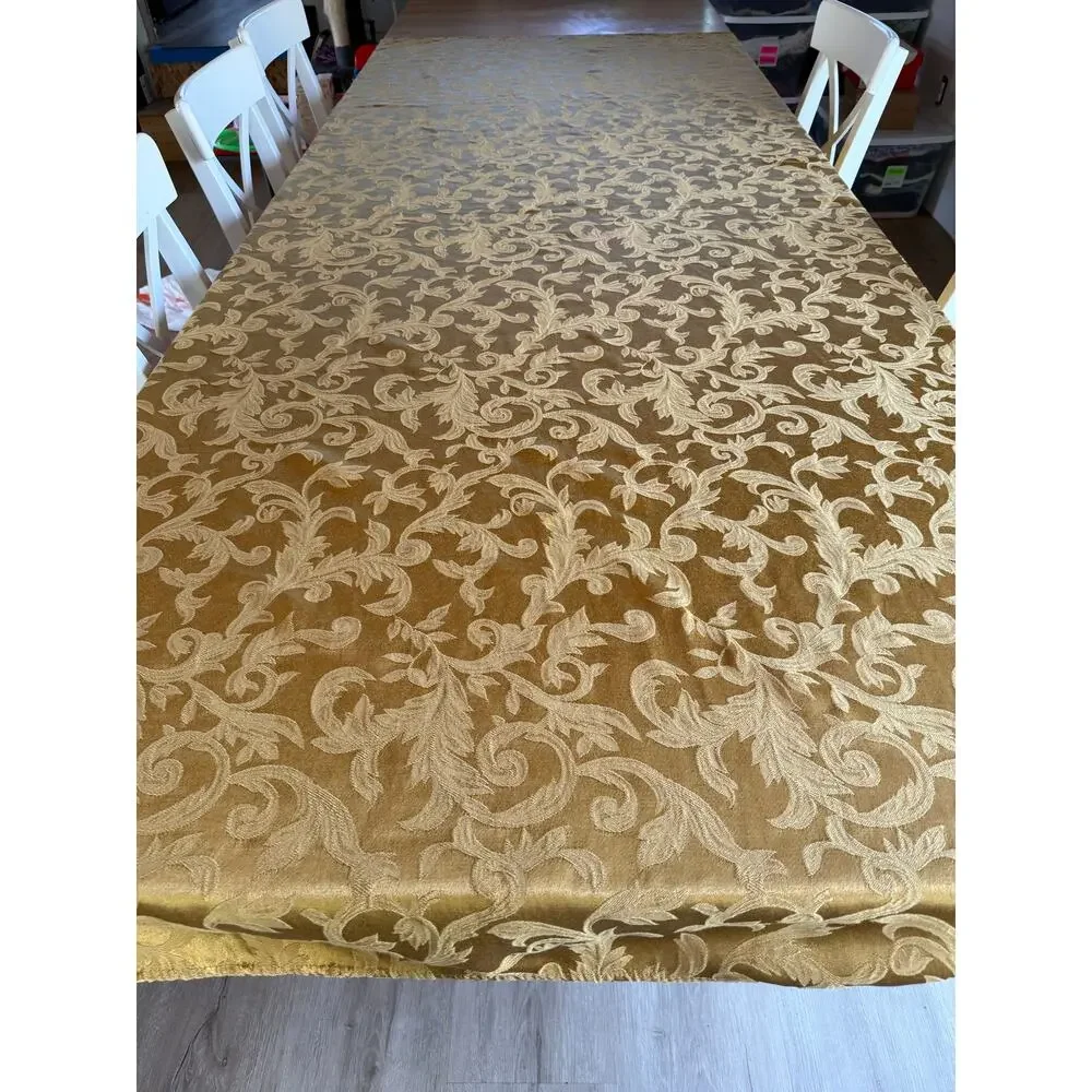 Gold Damask Jacquard Wedding Banquet Rectangle Tablecloth Formal Decor 56x100